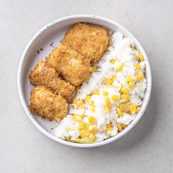 Panko-Crusted Fish with Sweetcorn Rice